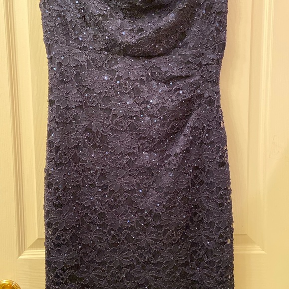 Connected Apparel Lace Sequin Dress Black Sleeveless Scoop Neckline WM SZ 10 - Picture 4 of 10